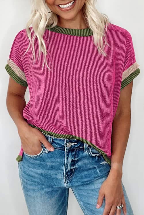 Pink Ribbed Top