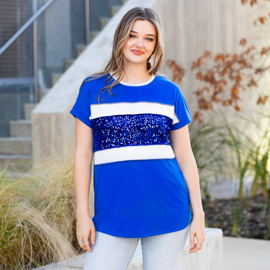 Blue Sequin Top
