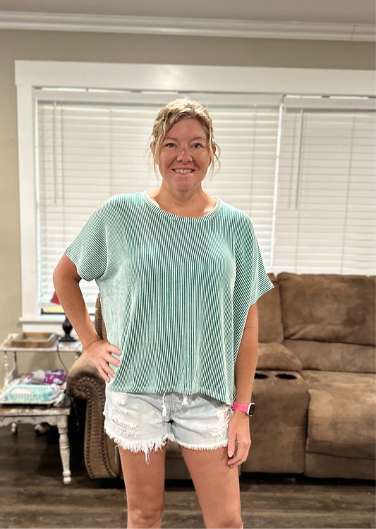 Green Ribbed Top