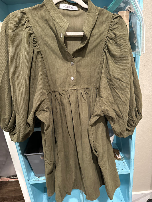 Green Corduroy Dress