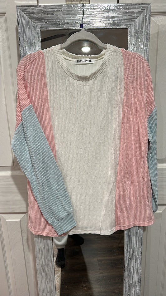 Pink/Blue Ribbed Top