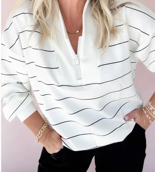 Striped Zip Up Top