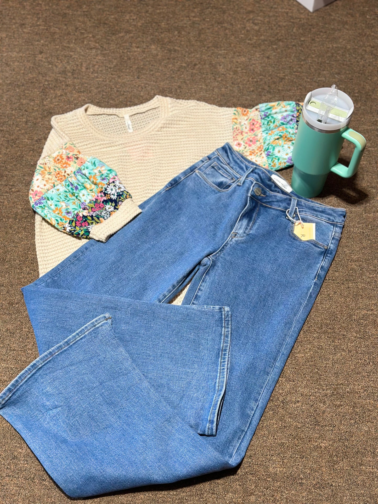 Beige flower top