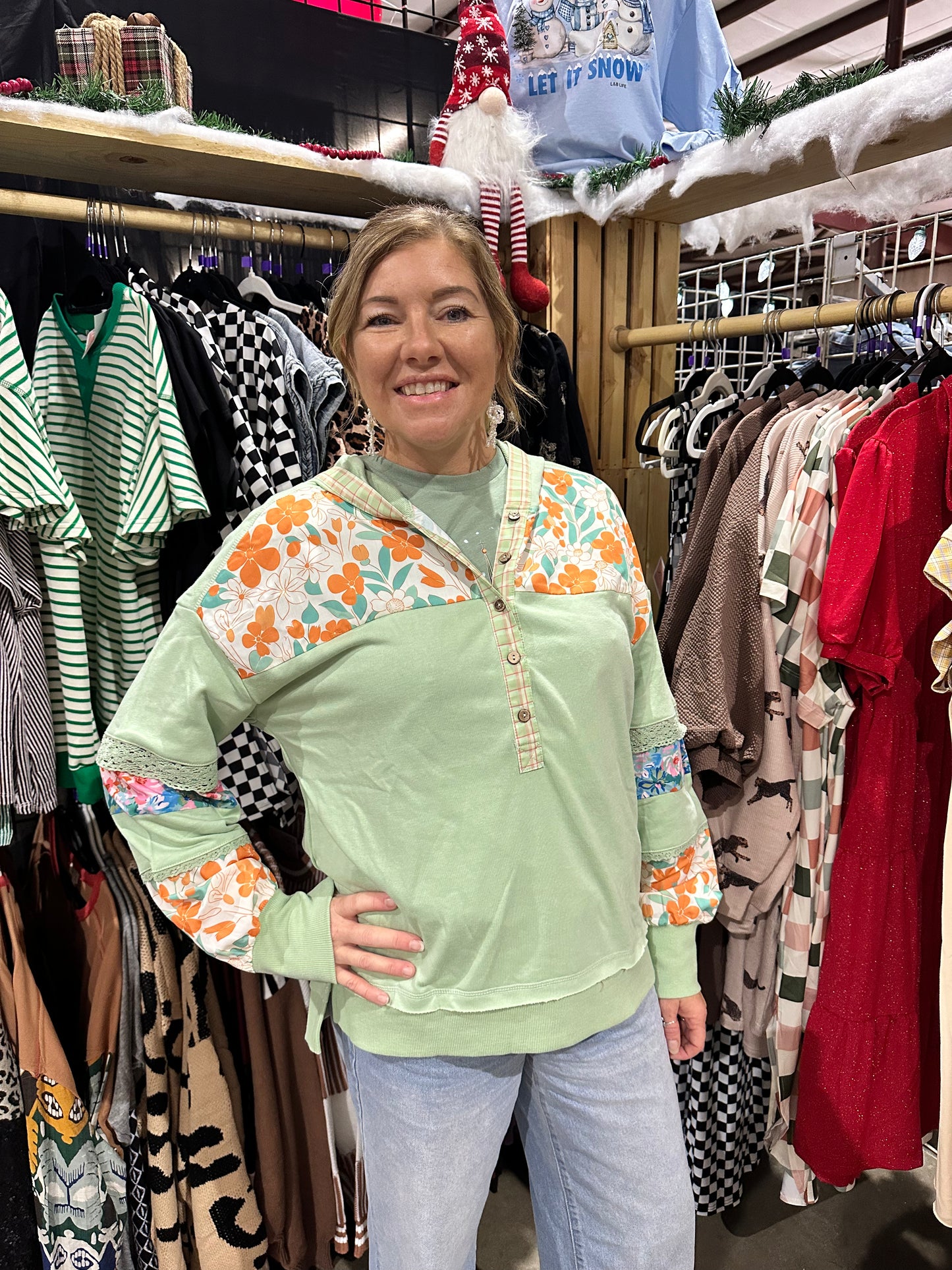 Winter-Lace Floral Hoodie