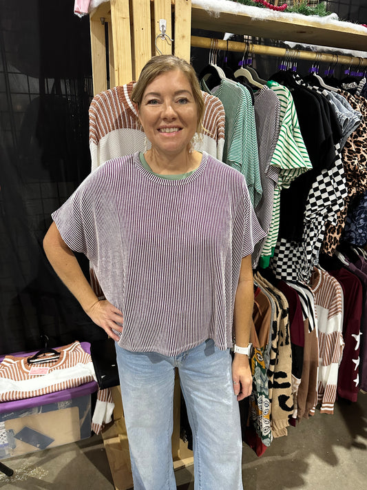 Purple Ribbed Top