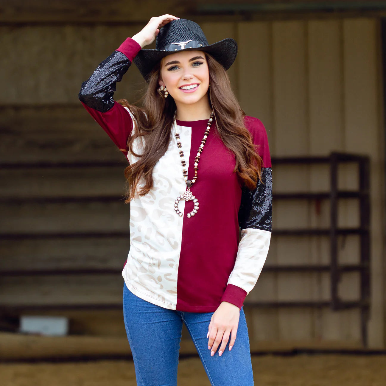 Maroon Block Top