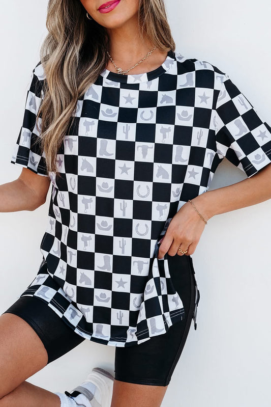 Black checkered Top