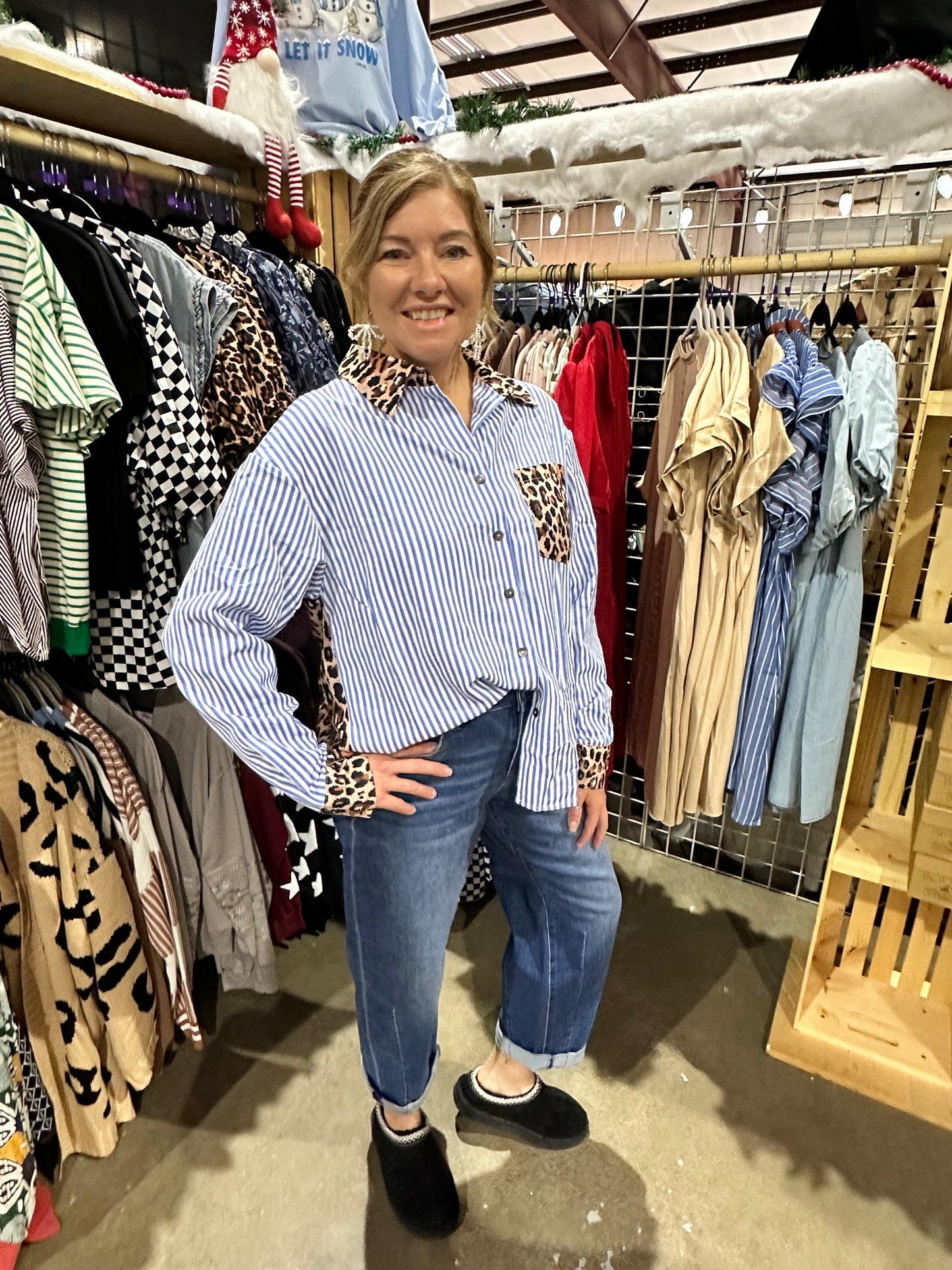 Winter-Blue leopard top
