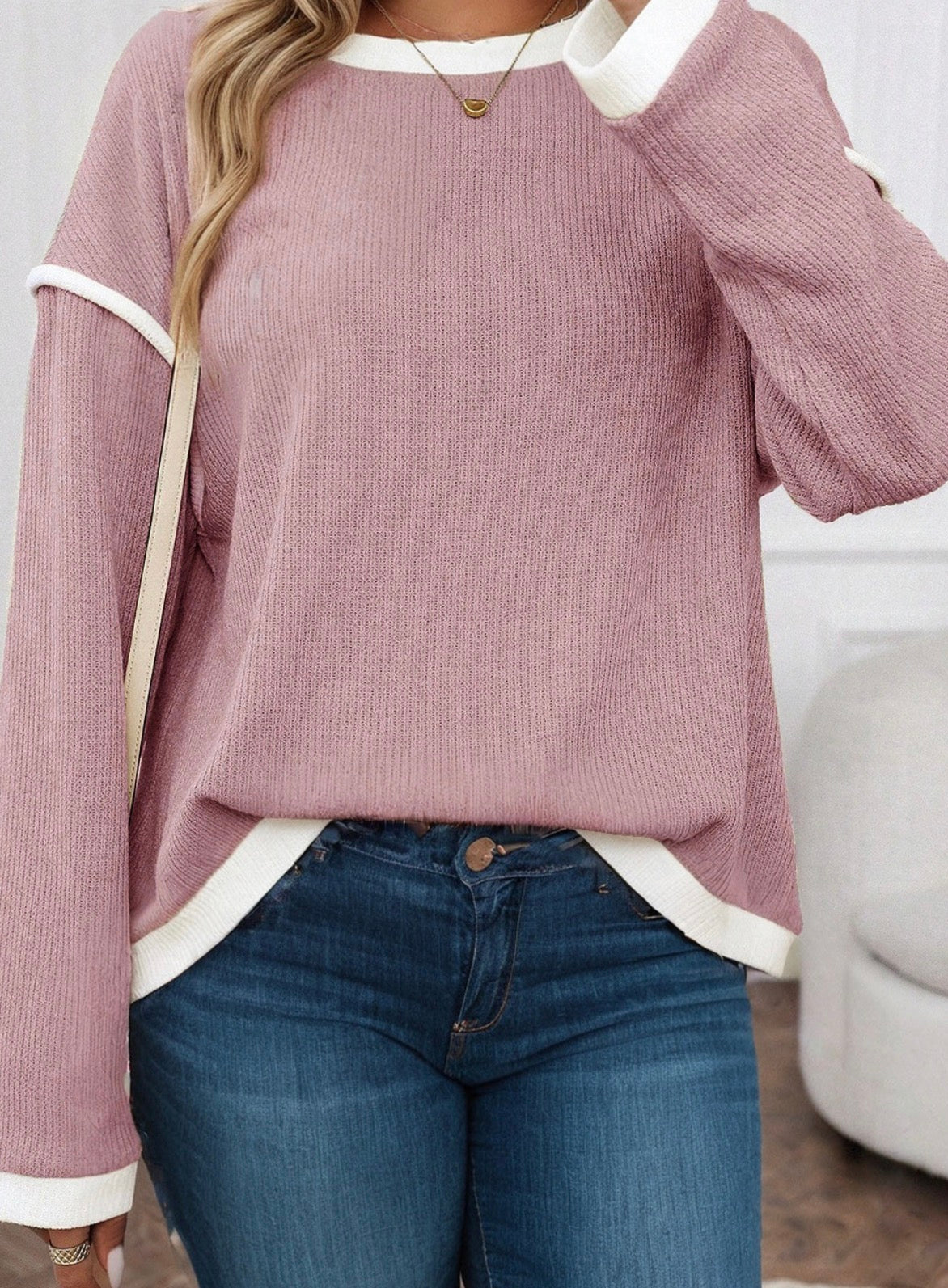 Pink Contrast Top