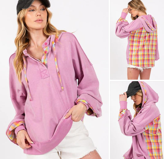 Lilac plaid hoodie