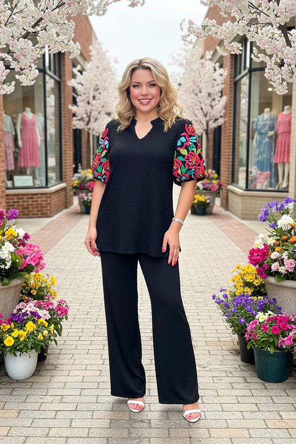 Black Embroidery Top