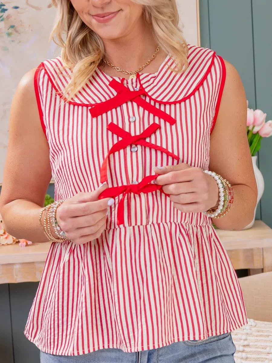 Red striped top