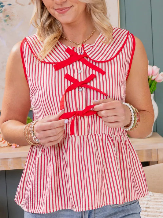 Red striped top