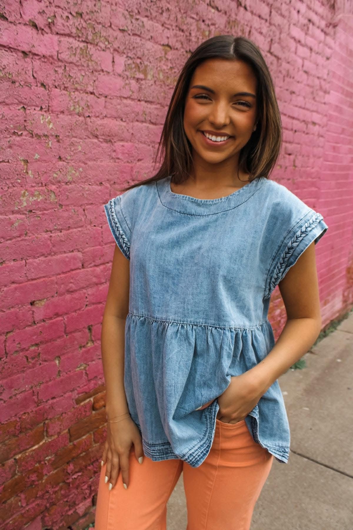 Braided Denim Top