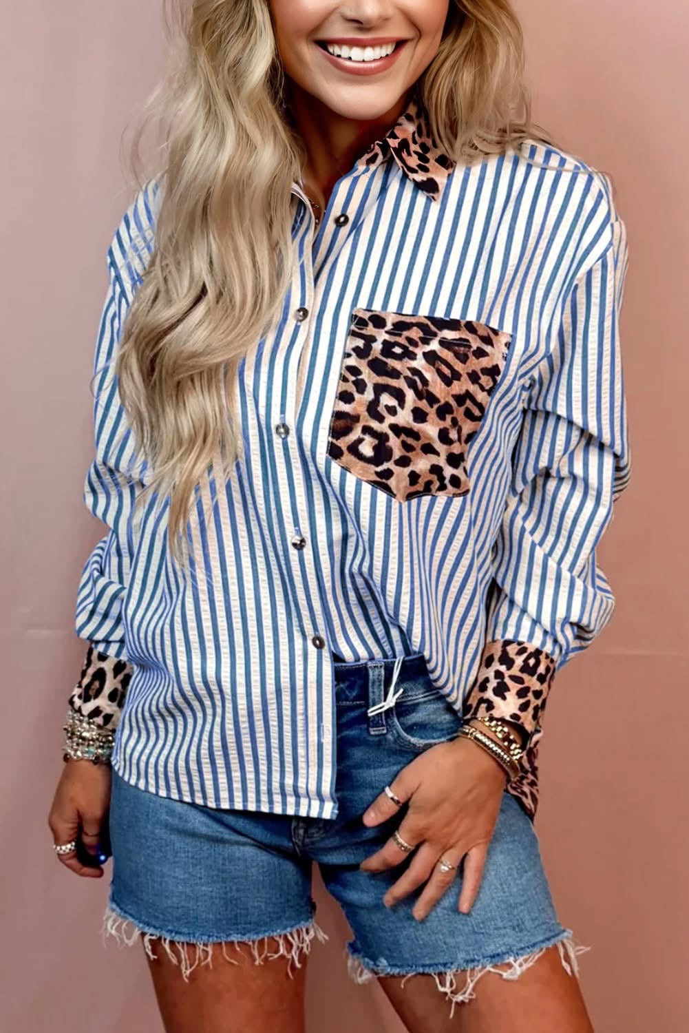 Winter-Blue leopard top