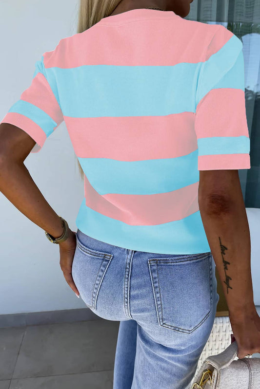 Blue Pink Stripe Top